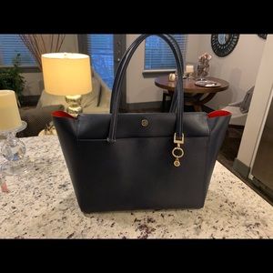 Tory Burch Navy Leather Carry all